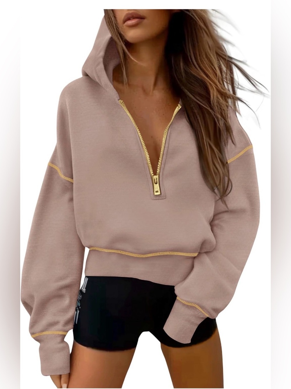 🆕Zip-Up Hoodie with Gold Zipper